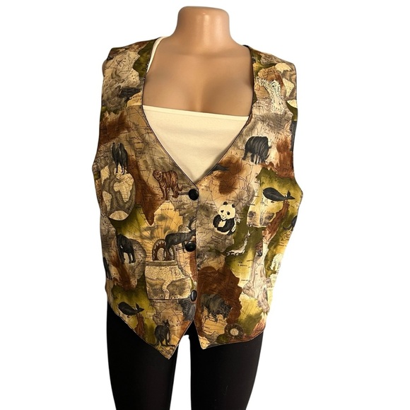 Linda Tilson Vintage Animal Print Vest - Picture 1 of 9